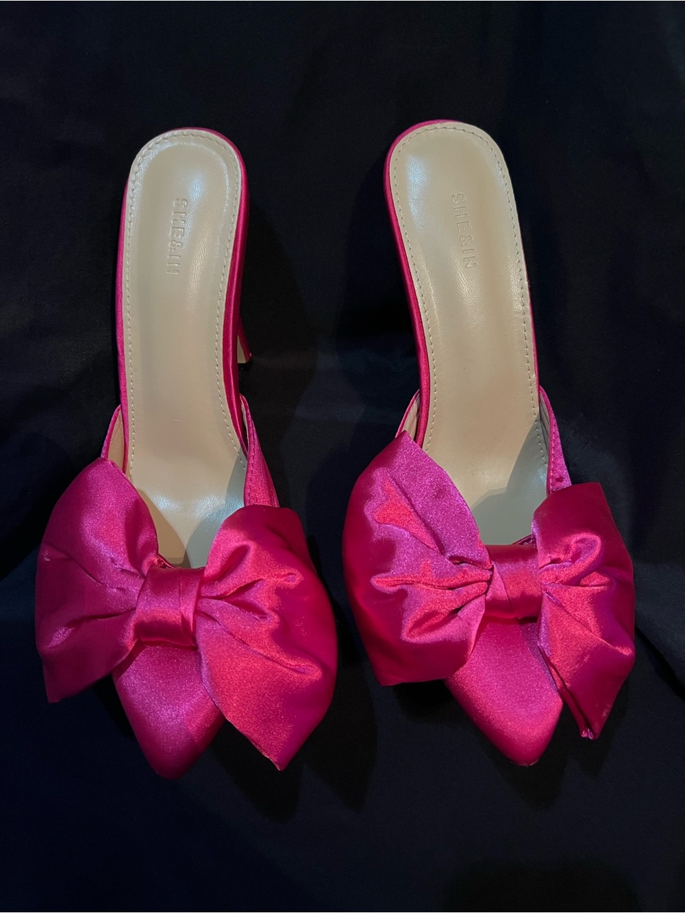 Hot Pink Satin Bow Mules